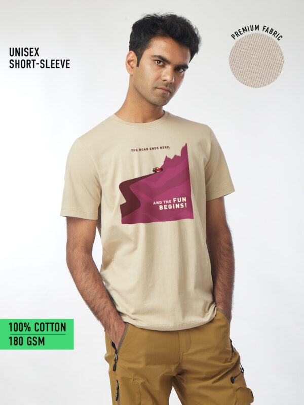 Unisex Round Neck – Beige | The Fun Begins | Front Print | Thar CRDE
