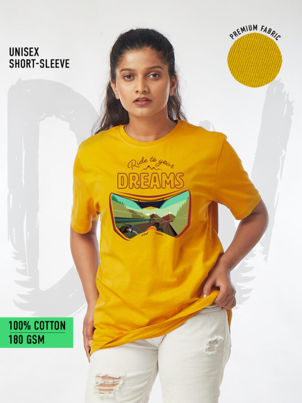 Unisex Short Sleeve – Ride to Your Dreams | A4 Front Print | Passion to Ride