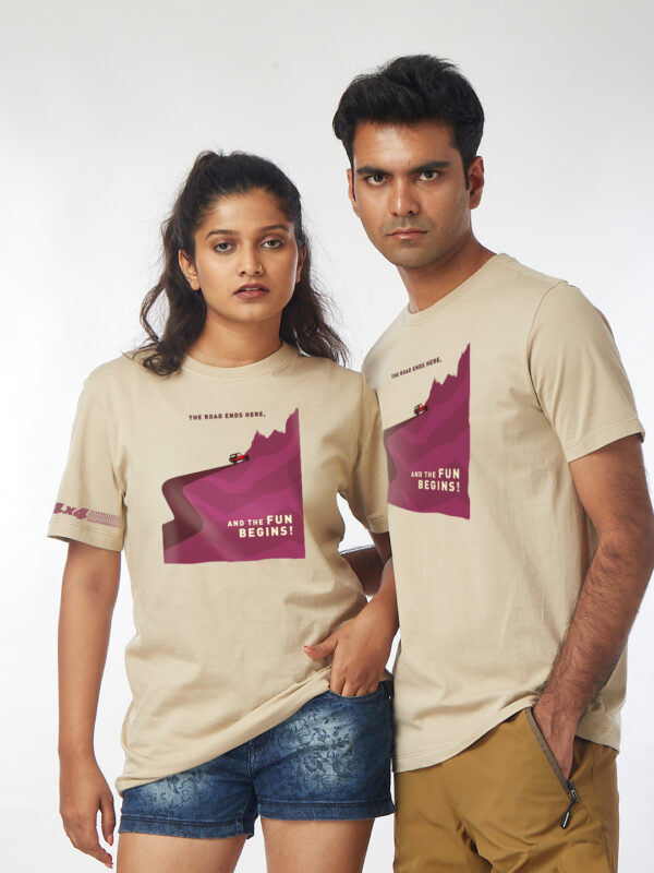 Unisex Round Neck – Beige | The Fun Begins | Front Print | Thar CRDE