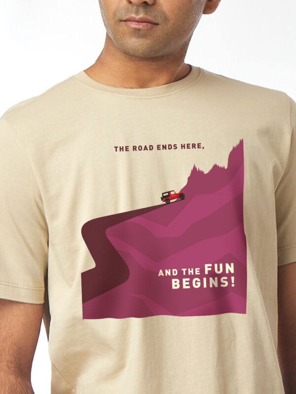 Unisex Round Neck – Beige | The Fun Begins | Front Print | Thar CRDE