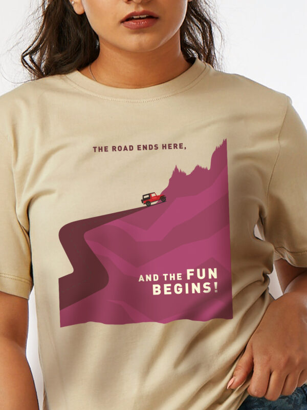 Unisex Round Neck – Beige | The Fun Begins | Front Print | Thar CRDE