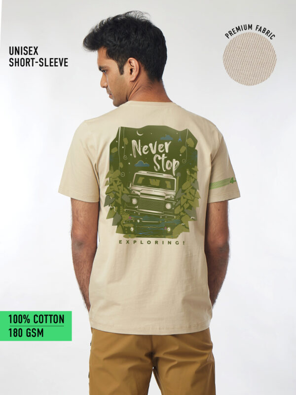 Unisex Short Sleeve – Never Stop Exploring | Large Back Print