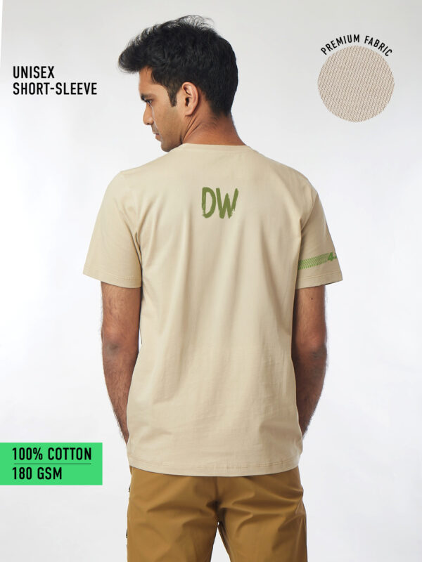 Unisex Short Sleeve – Never Stop Exploring | A4 Front Print | Beige Color