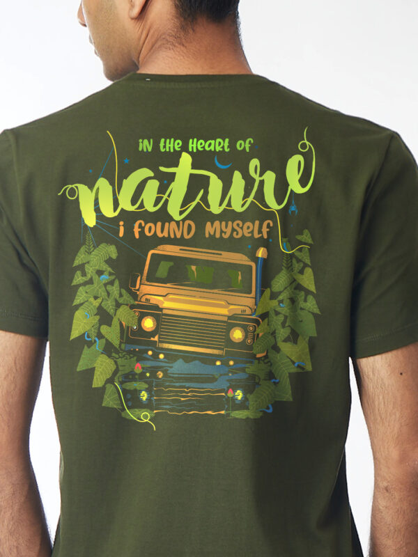 Unisex Half Sleeve – In the Heart of Nature (Olive Green, Large Back Print | Defender Inspired)