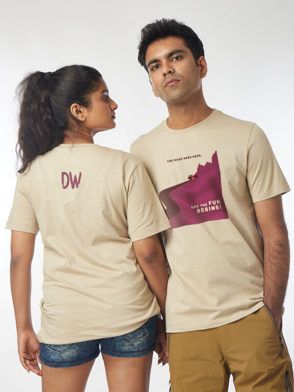 Unisex Round Neck – Beige | The Fun Begins | Front Print | Thar CRDE
