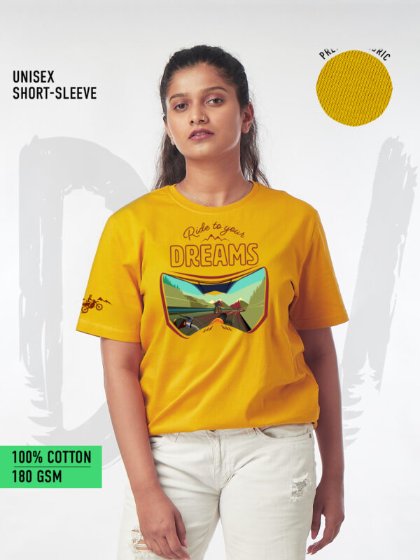 Unisex Short Sleeve – Ride to Your Dreams | A4 Front Print | Passion to Ride