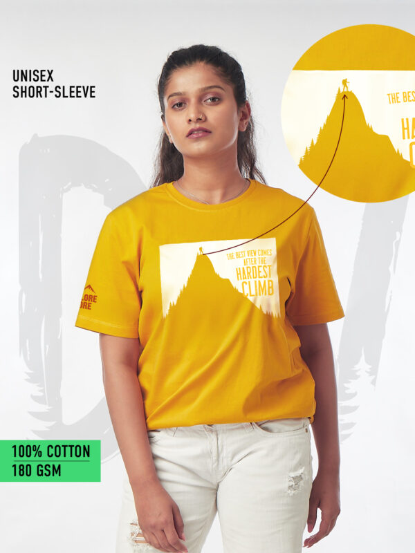 Unisex Short Sleeve – The Hardest Climb | A4 Front Print
