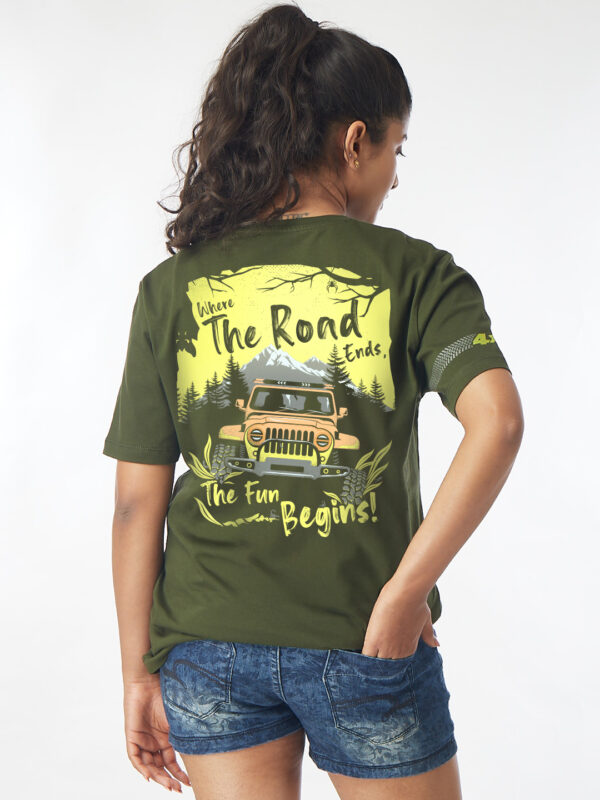 Unisex Half Sleeve - Where the Road Ends (Jeep) Large Back Print