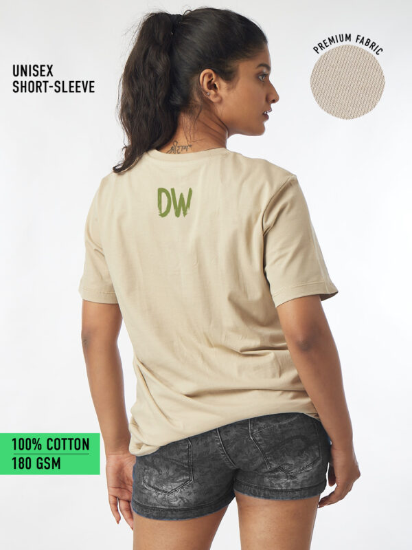 Unisex Short Sleeve – Never Stop Exploring | A4 Front Print | Beige Color