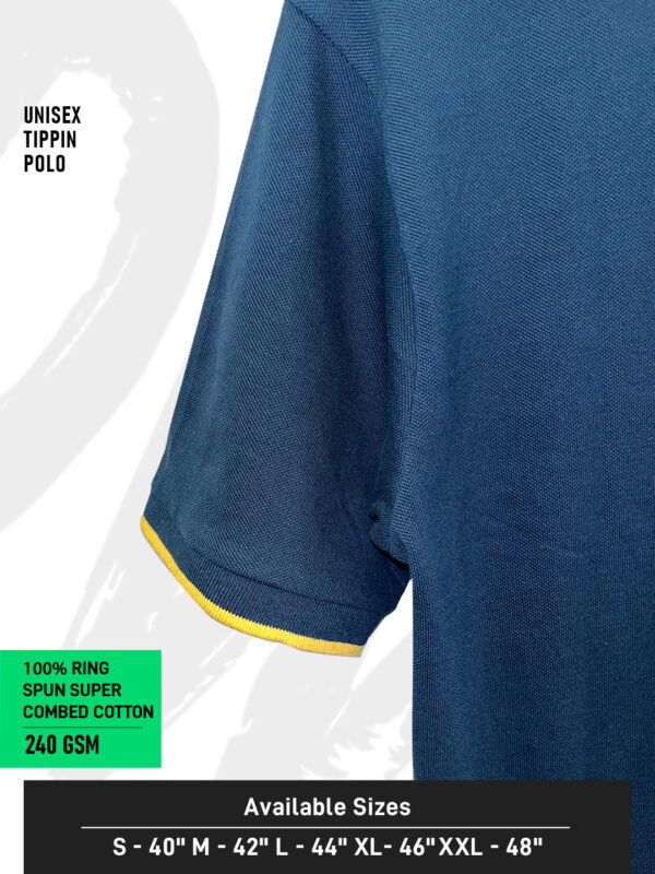 UNISEX TIPPING POLO – Plain | PETROL BLUE - Yellow Tipping | 240gsm