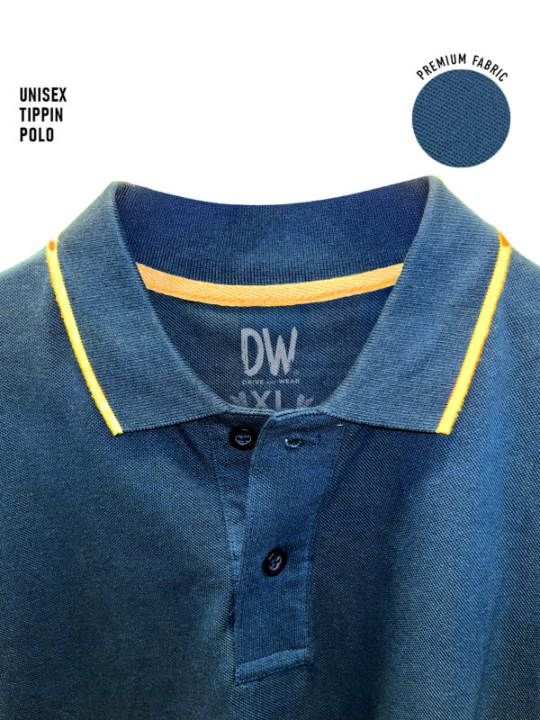 UNISEX TIPPING POLO – Plain | PETROL BLUE - Yellow Tipping | 240gsm