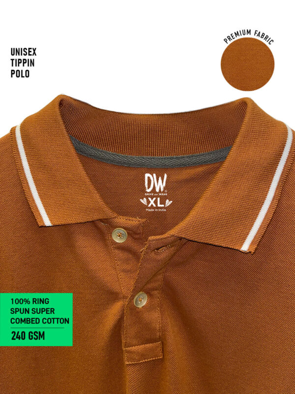 UNISEX TIPPING POLO – Plain | UMBER - White Tipping | 240gsm