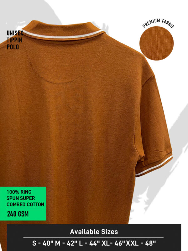 UNISEX TIPPING POLO – Plain | UMBER - White Tipping | 240gsm