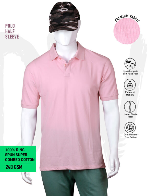 Executive Classic Polo – Unisex | Plain | SOFT PINK | 240gsm