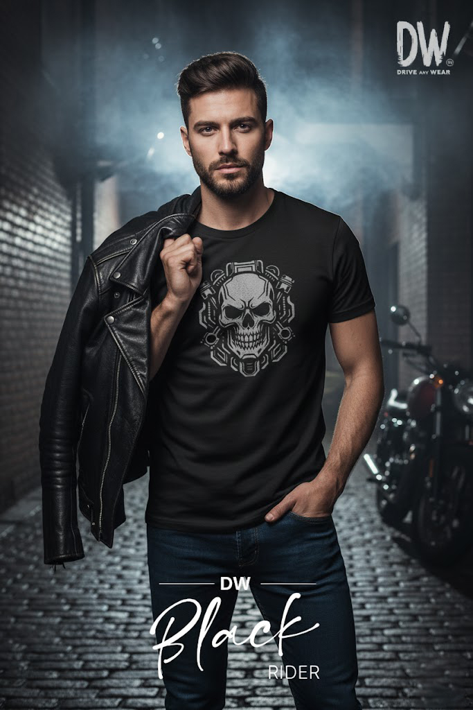 DW Black Rider T Shirt – Skull Engine Graphic Tee