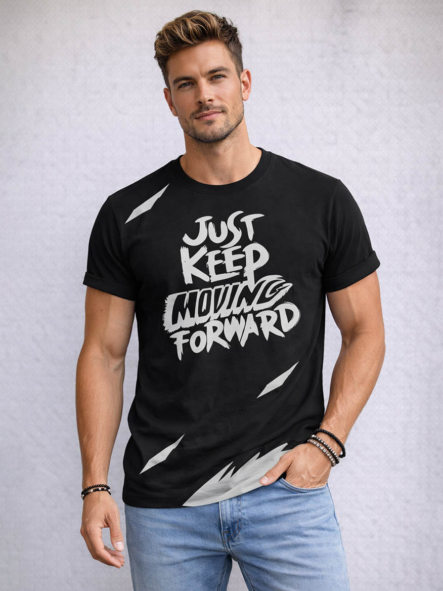 Just Keep Moving Forward Regular-Fit T-Shirt | Black